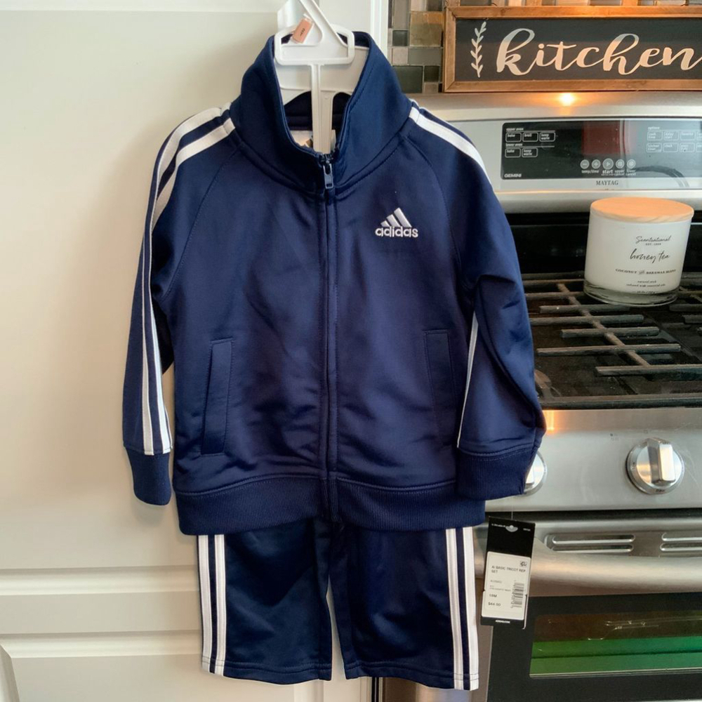 New Baby Navy Adidas Tricot Track Suit